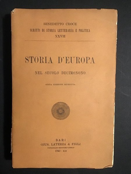 STORIA D'EUROPA NEL SECOLO DECIMONONO