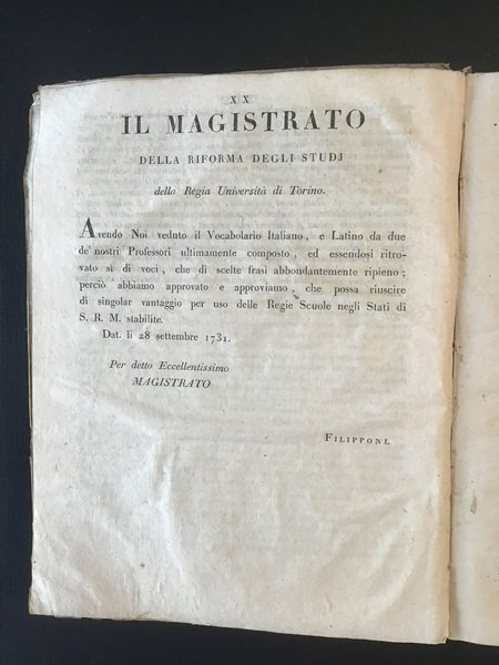 VOCABULA LATINI, ITALIQUE SERMONIS