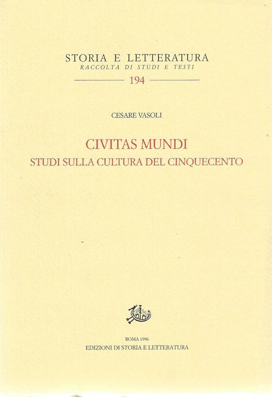 "Civitas mundi" "Studi sulla cultura del Cinquecento"