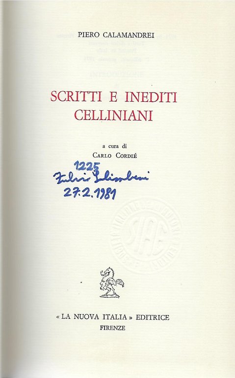 "Scritti e inediti celliniani"