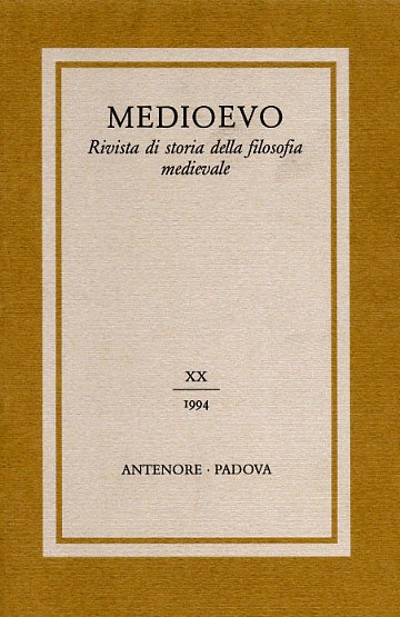 Medioevo. Rivista di storia della filosofia medievale. XX (1994). Dall'indice: Kurt Flasch, Wie schreibt man Geschichte der mittelalterlichen Philosophie? Zur Debatte zwischen Claude Panaccio und Alain de Libera uber den philosophischen Wert der philosophiehistorischen Forschung. Maria Luisa Picascia, Ugo di S.Vittore e la teologia dei doni. Andreas Speer, "Lux est prima forma corporalis". Lichtphysik oder Lichtmetaphysik bei Robert Grosseteste? Silvia Nagle, Scienze de rebus e discipline de vocibus nella tradizione delle classificazioni del sapere (secoli VII