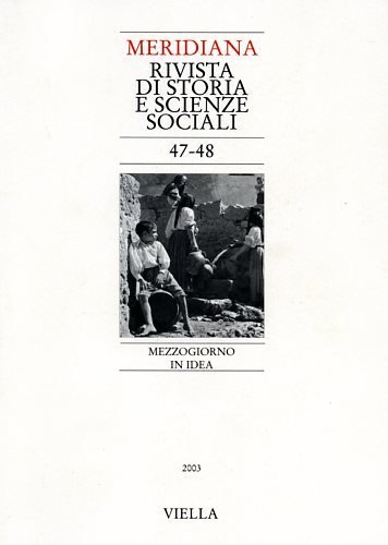 Meridiana. Vol. 47-48: Mezzogiorno in idea. Dall'indice: Maria Carmela Agodi, l'immagine del Mezzogiorno nella sociologia degli ultimi cinquant'anni. Antonio Nicita, Retoriche dell'economia e retoriche del Mezzogiorno? Gabriele D'Autilia, L'oste e l'asinello: il paradigma fotografico di Enzo Sellerio. Michela Scolaro: Ispirazioni mediterranee. Italo Moscati: Produzione Sud. Cinema, Tv e Mezzogiorno. Maria Minicuci, Antropologi e Mezzogiorno. Gabriele Pedullà, L'immagine del Meridione nel romanzo italiano del secondo Novecento 1941-1975. M