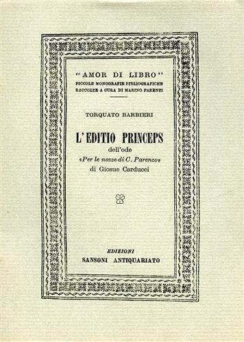 L'Editio princeps dell'ode "Per le nozze di C.Parenzo" di Giosue …