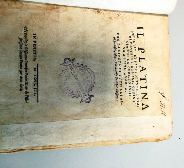 Il Platina Delle vite et fatti di tutti i sommi …