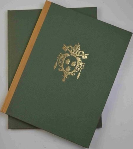 La bibbia dei poveri. Due volumi di cm. 35, il primo di testo di pp. 106, con illustrazioni. Il secondo di pp. (48) con la riproduzione facsimilare a colori dell'antico codice. Il facsimile presenta una legatura in mezza pelle, il commentario in legatura cartonata di colore verde.