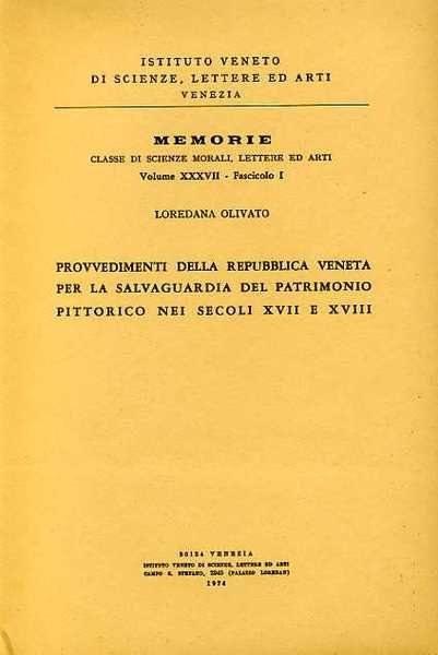 Provvedimenti della Repubblica Veneta per la salvaguardia del patrimonio pittorico …