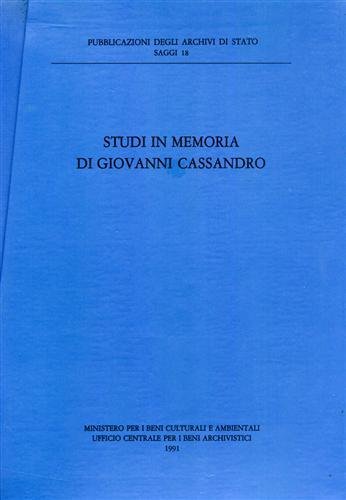 Studi in memoria di Giovanni Cassandro.