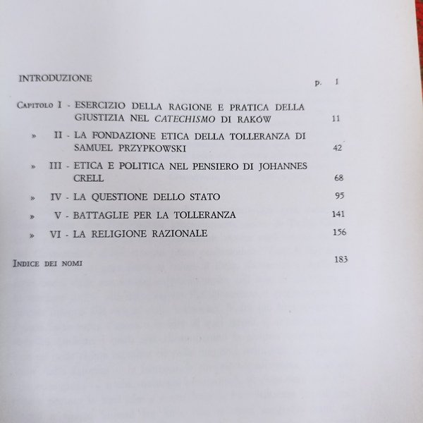 Socinianesimo e tolleranza nell'età del Razionalismo.