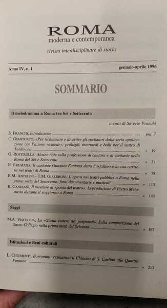 Il melodramma a Roma tra Sei e Settecento. Roma Moderna …