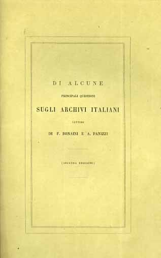 Di alcune principali questioni sugli archivi italiani.