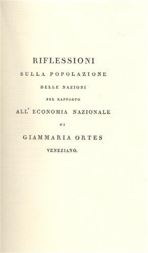 Riflessioni sulla popolazione delle nazioni per rapporto all'economia nazionale. Delle … | Immagine principale