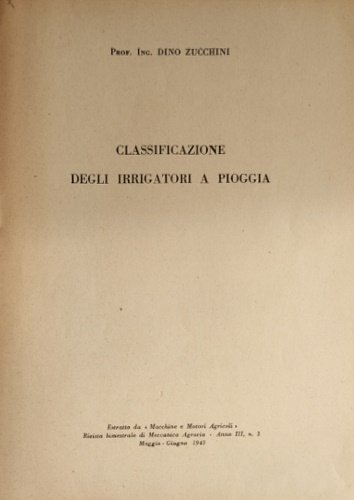 Classificazione degli irrigatori a pioggia.