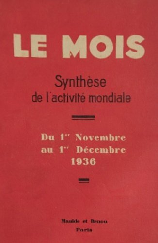 Le Mois. Synthèse de l'activité mondiale. Du 1er novembre au … | Immagine principale