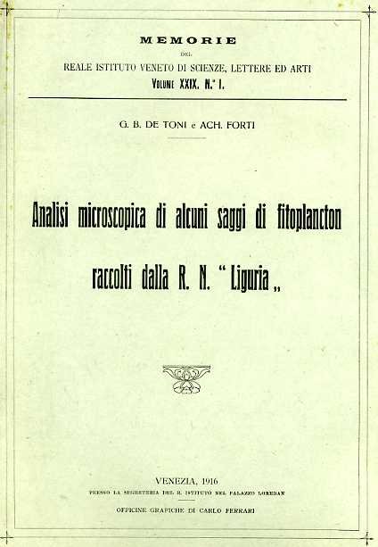 Analisi microscopica di alcuni saggi di fitoplancton raccolti dalla R.N."Liguria".