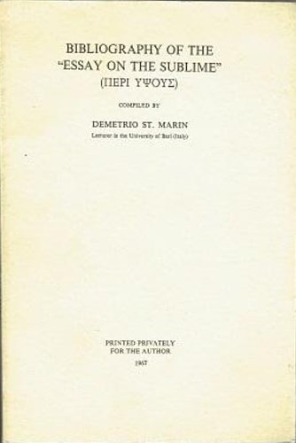 Bibliography of the Essay on the sublime (Perì ypsous).