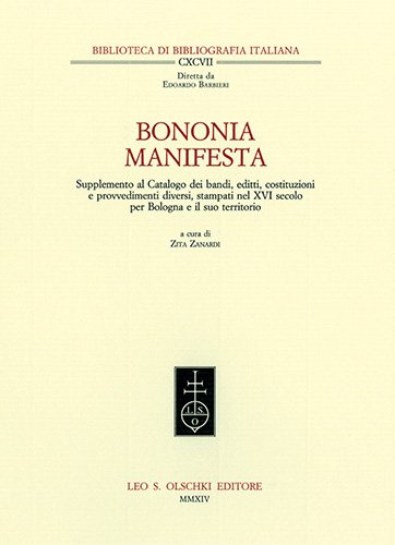 Bononia manifesta. Supplemento al Catalogo dei bandi, editti, costituzioni e …