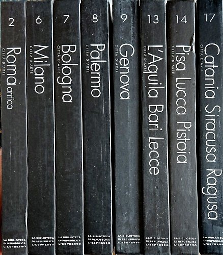Città d'Arte. Serie di 8 volumi. 2) Roma antica. 6) Milano. 7) Bologna. 8) Palermo. 9) Genova. 13) L'Aquila-Bari-Lecce. 14) Pisa-Lucca-Pistoia. 17) Agrigento-Ragusa-Siracusa.