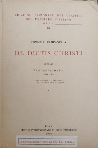 De dictis Christi. Theologicorum Liber XXIII.