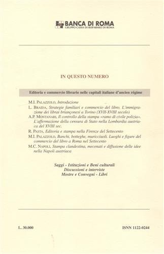 Editoria e commercio librario nelle capitali italiane d'Ancien Régime. Anno …