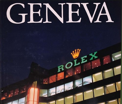 Geneve. Geneva. Volume fotografico incentrato sulla città svizzera Ginevra e dei suoi pregiati orologi Rolex. Fotografie di Attilio Boccazzi-Varotto, Christophe Blatt, Eddy Mottaz, Bettina Jacot-Descombes e Christoph Bollmann. Ricerca storica e artistica a cura di Armand Brulhart; Sketches di Christoph Bollmann.