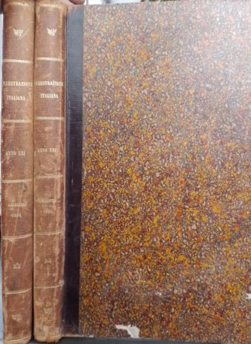 L'Illustrazione Italiana. Rivista settimanale, anno XXI 1894. Primo Volume del primo semestre dal fascicolo 1 del 7 Gennaio al 25 del 24 Giugno 1894. All'inizio del primo volume presente anche fascicolo di Natale e Capodanno 1893/1894. Secondo volume del Secondo semestre dal fascicolo 26 del 1 Luglio 1894 al 52 del 30 Dicembre 1894.