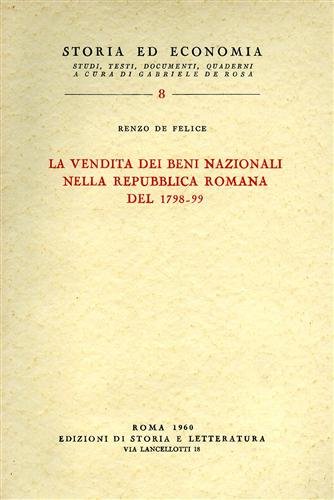 La vendita dei beni nazionali nella Repubblica Romana del 1798-99.