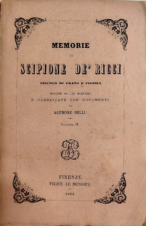 Memorie. Vescovo di Pistoia e Prato. Vol.II. | Immagine principale