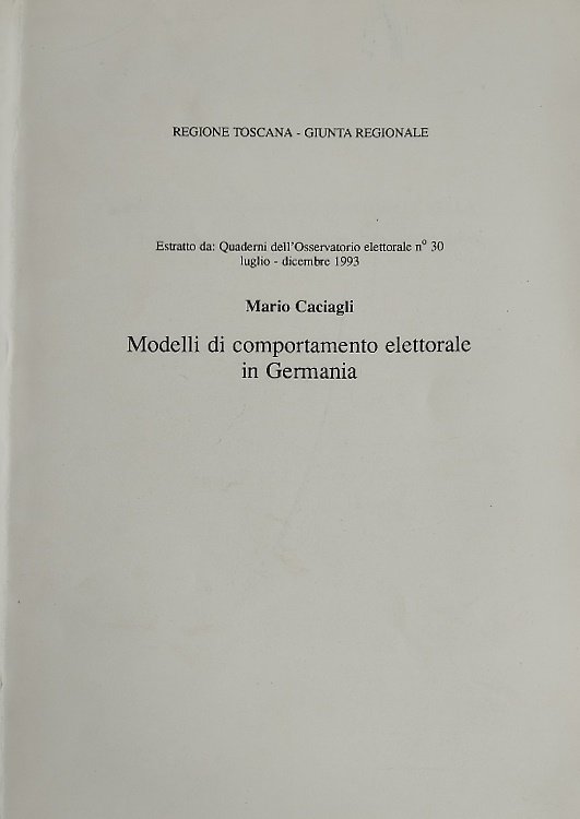 Modelli di comportamento elettorale in Germania. Modelli di comportamento elettorale …
