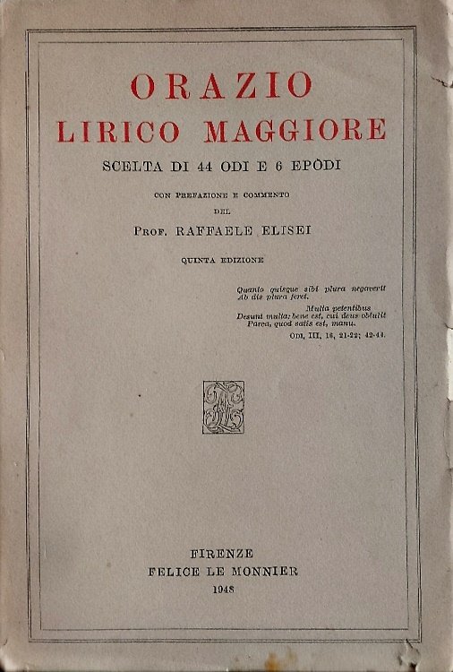 Orazio Lirico maggiore. Scelta di 44 odi e 6 epodi. | Immagine principale