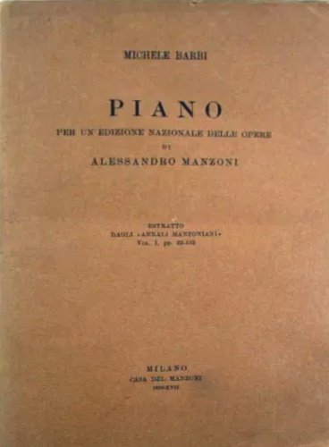 Piano per un'edizione nazionale delle opere di Alessandro Manzoni.