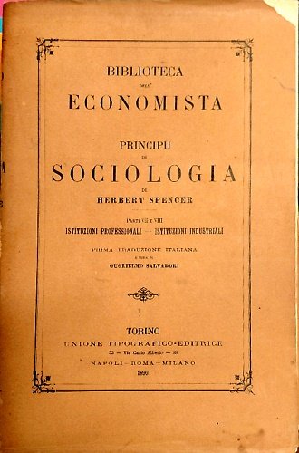 Principi di sociologia. Istituzioni professionali, istituzioni industriali. | Immagine principale