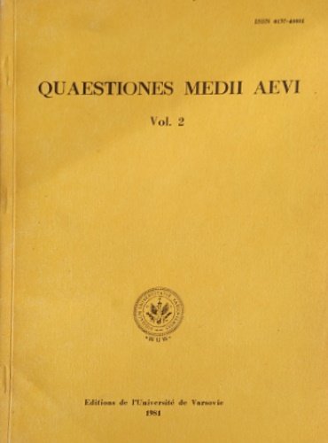 Quaestiones Medii Aevi. Vol. 2. / Université de Varsovie Institut …