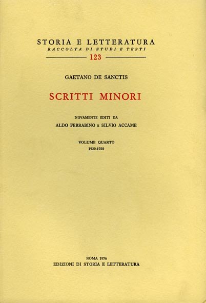 Scritti minori. Vol.IV: 1920-1930.