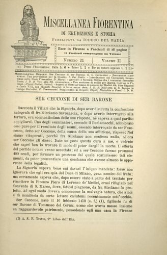 Ser Ceccone di Ser Barone. Una provvisione per la Giostra. …