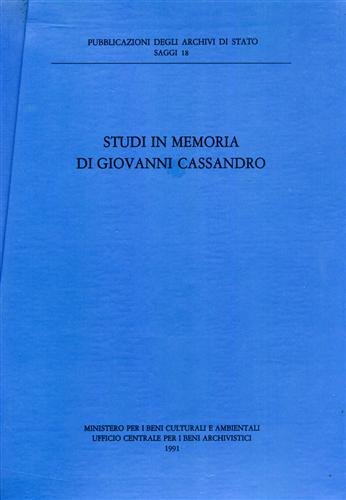 Studi in memoria di Giovanni Cassandro.
