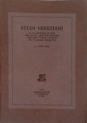 Studi Veneziani. volume XVII. Nuova Serie. «Studi veneziani» è una …
