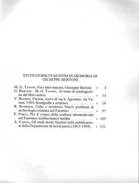 STUDI STORICI FAENTINI IN MEMORIA DI GIUSEPPE BERTONI (A CURA …