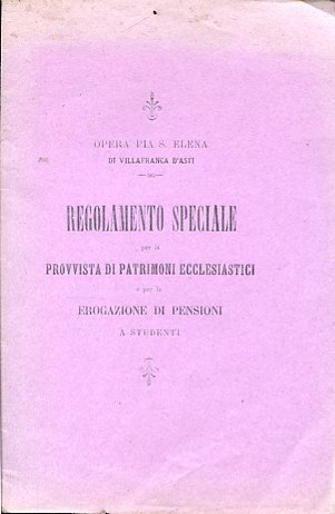 Regolamento speciale per la provvista di patrimoni ecclesiastici e per …