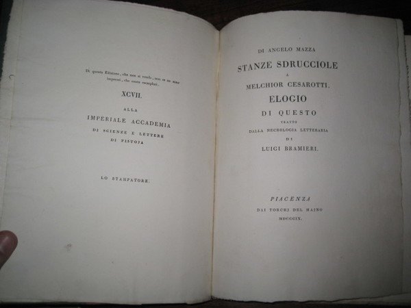 Di Angelo Mazza Stanze Sdrucciole a Melchior Cesarotti. Elogio di …