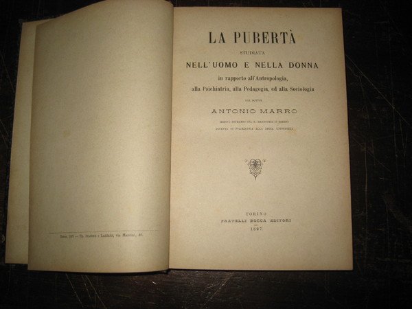 La pubertà studiata nell'uomo e nella donna in rapporto all'Antropologia, …