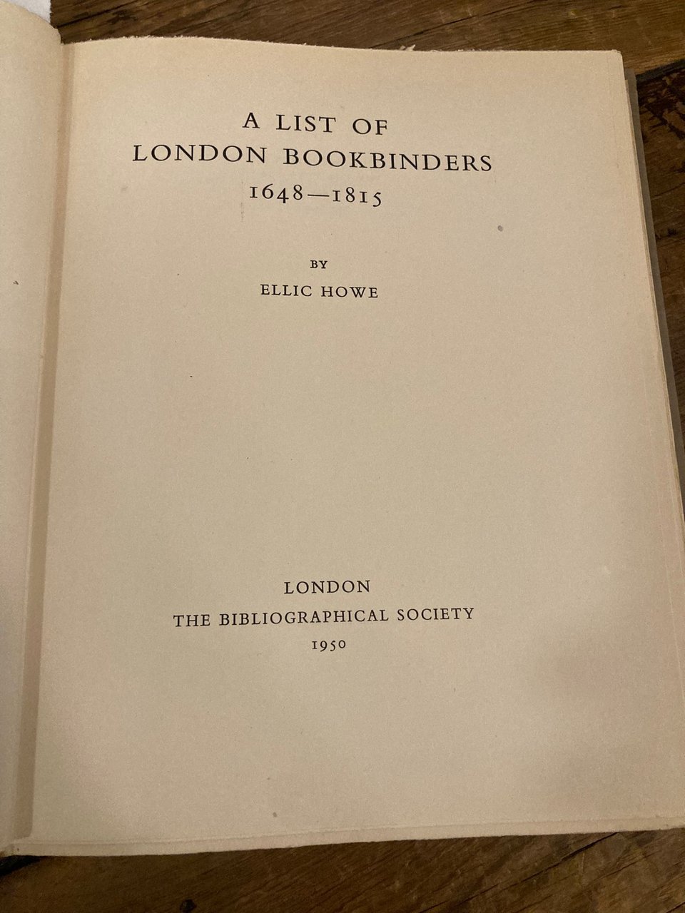 A list of London Bookbinders 1648-1815