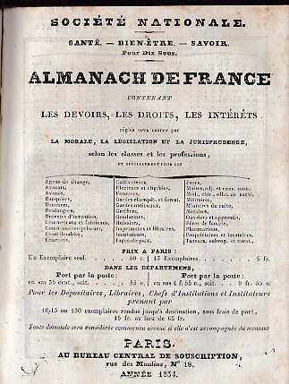 Almanach de France contenant les devoirs, les droits, les intérêts …