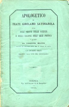 Apologetico ossia dell'ordine delle scienze e della ragione dell'arte poetica …