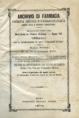 Archivio di Farmacia Chimica Medica e Farmacologica scienze affini e …