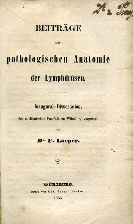 Beiträge zur pathologischen Anatomie der Lymphdrüsen. Inaugural - Dissertation, der …