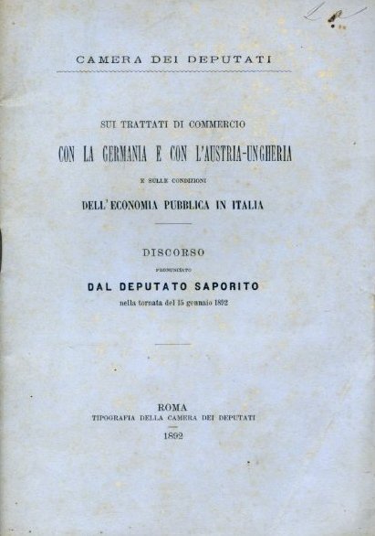 Camera dei Deputati. Sui trattati di commercio con la Germania …