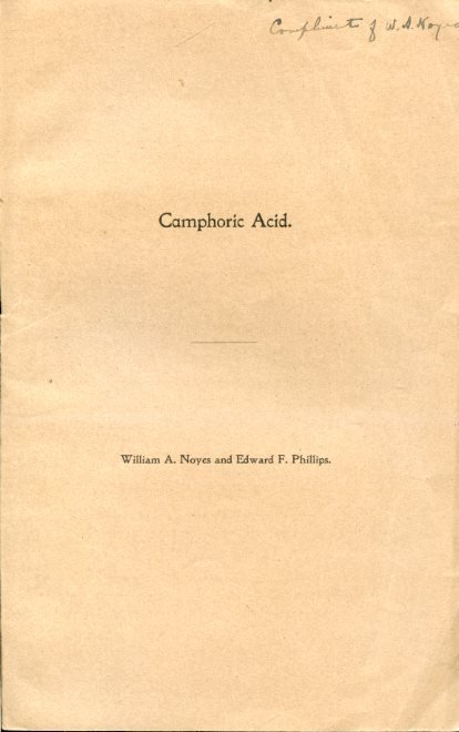Camphoric Acid. Contributions from the Chemical Laboratory of the Rose …