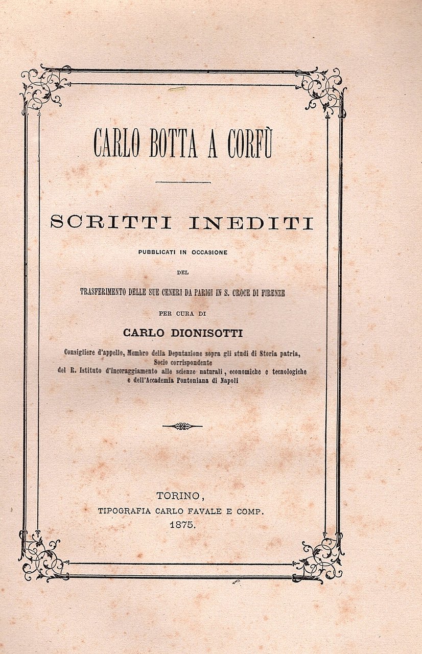 Carlo Botta a Corfù. Scritti inediti pubblicati in occasione del …