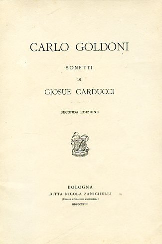 Carlo Goldoni. Sonetti. Seconda edizione