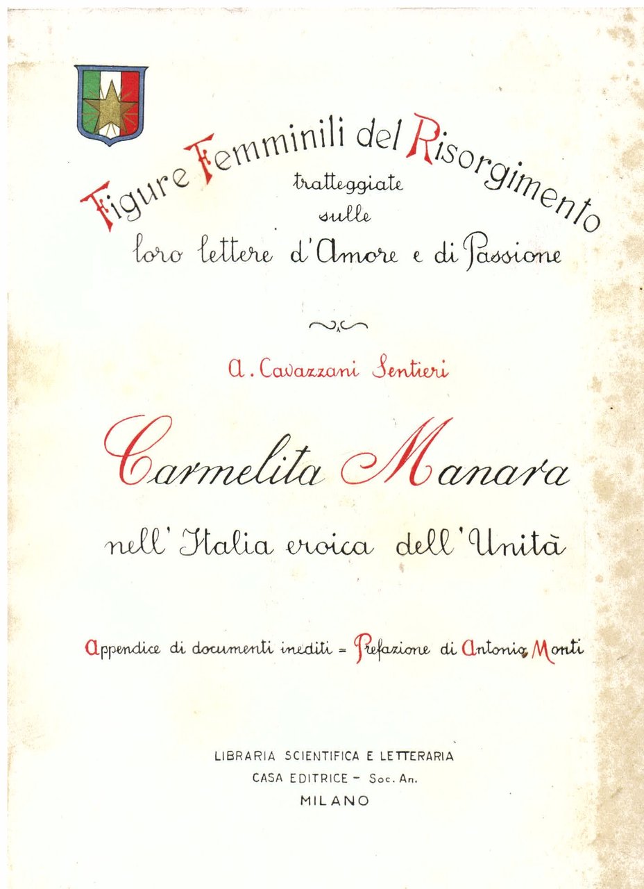 Carmelita Manara nell' Italia eroica dell' Unità- Con appendice di … | Immagine principale